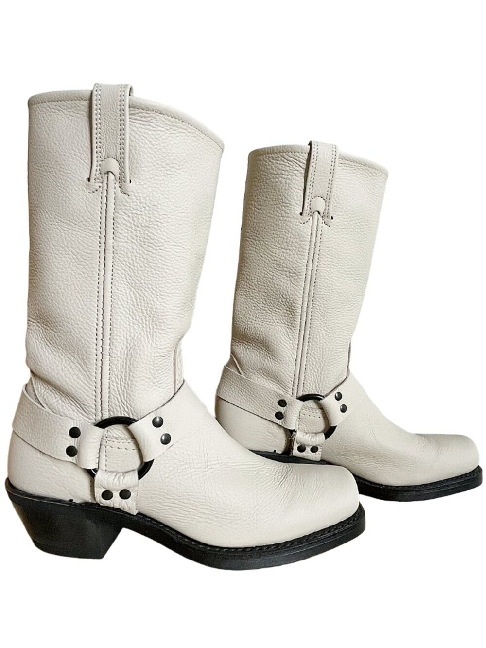 Frye Harness 12R Stone Leather Moto Boots Square Toe Size 9 NIB